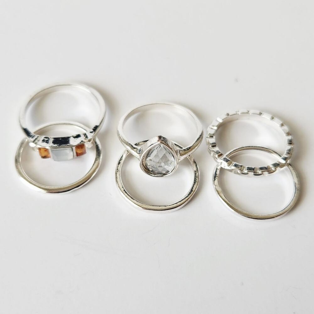 Francesca's Collection Elegant Silver Ring Stacking Set - Picture 8 of 14